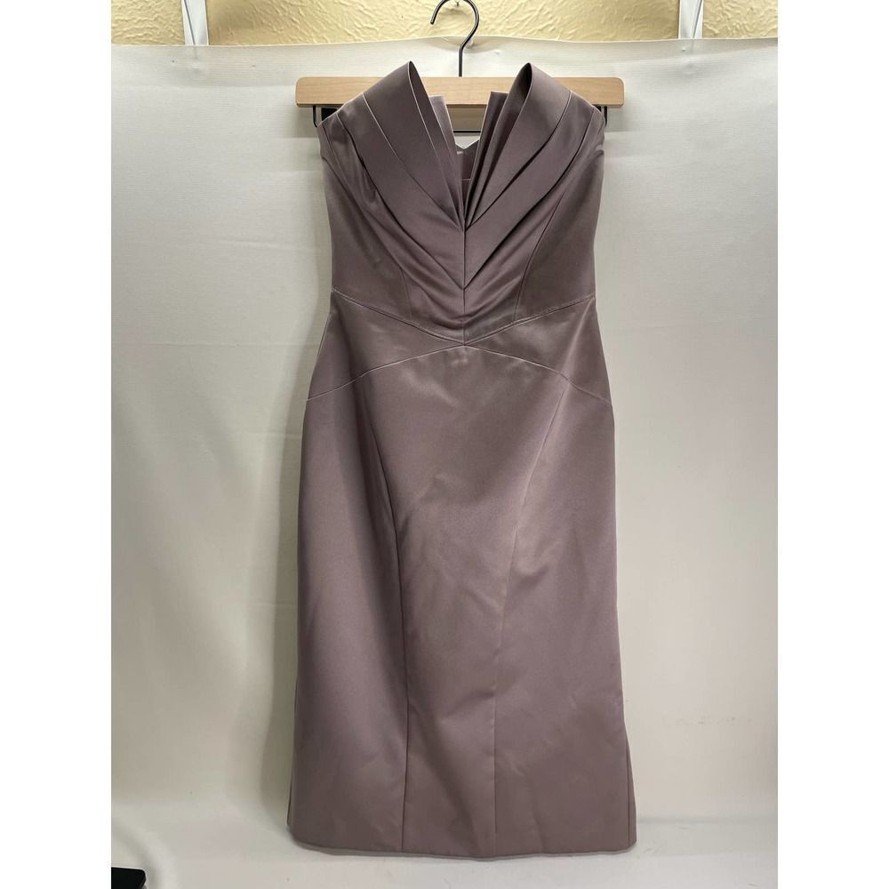 Zac Posen Truly Gray Satin Knee Length Dress Bridesmaid Cocktail Wedding Size 2